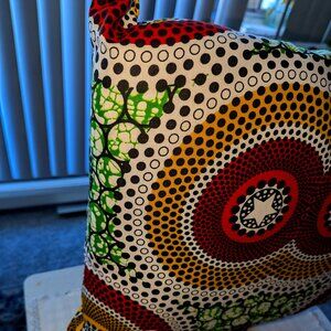 New African print throw pillow, curated and constructed by Amra Home Accents